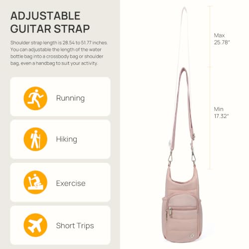 Telena Water Bottle Holder with Strap RFID Crossbody Bags for Women - color: Blush Pink
