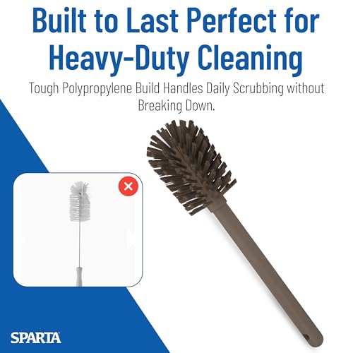 SPARTA Large Water Bottle Brush Ideal for Wide-Mouth Jars, Bottles and Tumblers, Dishwashing Tool with Handle for Home and Commercial Kitchens, Plastic, 12 Inches, Brown - color: White