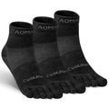Toe Socks for Men and Women Athletic Running Coolmax Five Finger Ankle/Quarter Socks Breathable Lightweight, 3 Pairs - color: E4109# Black, size: Medium