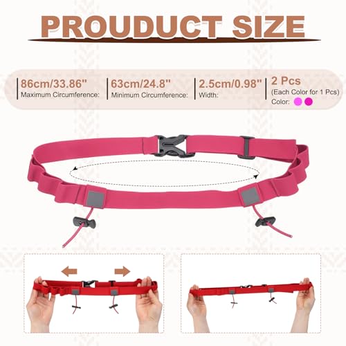 Bib Belt Race Belt Triathlon Number Holder 2Pcs Pink/Rose Red - color: Pink/Rose Red