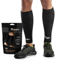 Heelbo Copper Infused Calf Compression Sleeves, Support Muscle Recovery & Blood Circulation, All Day Comfort, Breathable, Moisture Wicking, Black, Small - size: Small