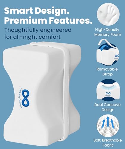 Everlasting Comfort Memory Foam Knee Pillow for Side Sleepers – Sciatica Pain Relief Pillow, Removable Strap Support – Leg Pillows for Sleeping Alignment, Knees, Back & Hip Cushion - size: Standard