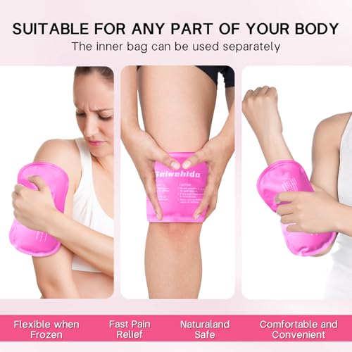 Ice Packs for Injuries Reusable Gel 2 Hot Cold Compress Therapy Pack - color: Hot Pink, size: Medium 10 X 5.5 Inch