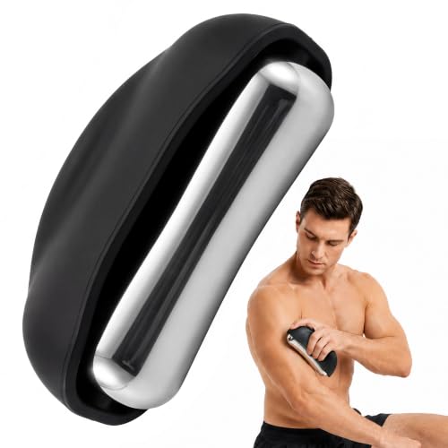 Cooling Massage Roller with Ergonomic Handle for Deep Tissue - color: Black
