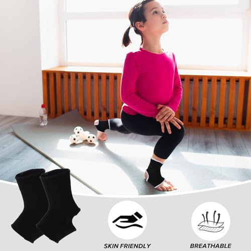2 Pair Kids Ankle Brace Stabilize Joints, Child Ankle Support Compression Sleeves,Knitted Ankle Support Brace Ankle Sleeve for Jogging Running Gymnast Fitness 7-12 Years Boys Girls (Black&White) - color: Black&White
