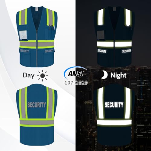Security Vest for Men, High Visibility Mesh Vest, Blue, 2XL - color: Blue-security, size: XX-Large