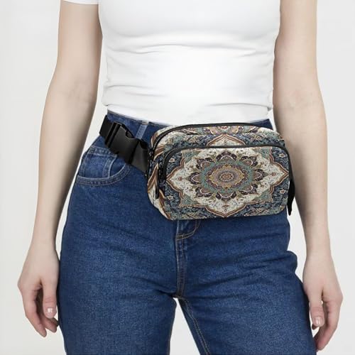 Design Texture Persian Design Belt Bag for Women Men Print Mandala Fanny Pack Small Waist Pouch Crossbody Bags for Outdoor Hiking Running Travel - color: Mandala