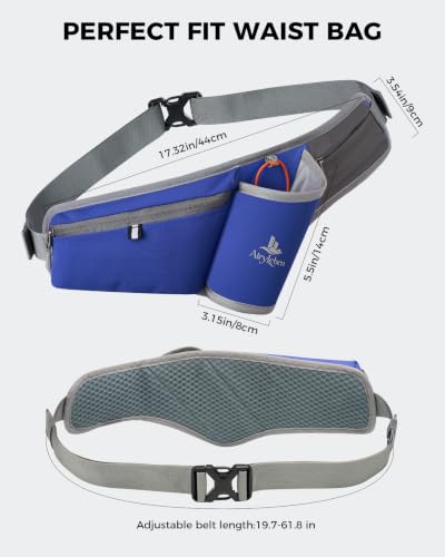 Fanny Pack with Water Bottle Holder, RFID Blocking Running Belt Bag - color: Blue