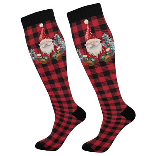 Wusikd Heartbeat Symbol Compression Socks for Women and Men Circulation Black Long Socks for Athletic Running 1 - color: Christmas Gnomes