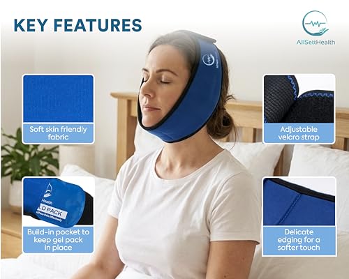 Face Ice Pack Wrap for TMJ Relief, Wisdom Teeth, Jaw, Head and Chin, 4 Reusable Hot and Cold Gel Packs, Pain Relief for Mouth, Oral and Facial Surgery