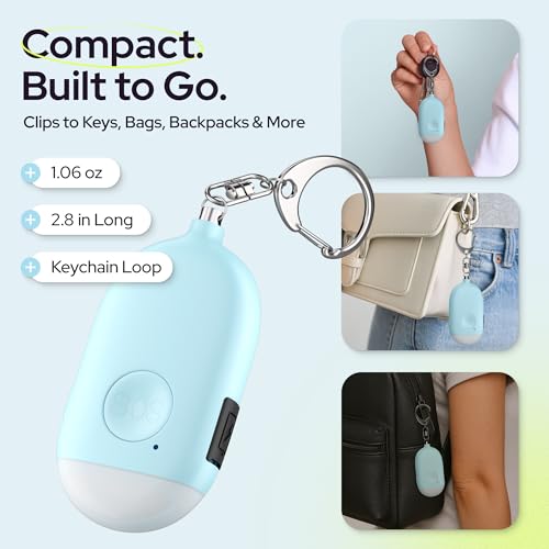 Weten Rechargeable Personal Alarm Keychain - 130dB Siren, LED Light - 3Pack Personal Safety Alert for Women to Carry - Panic Button Alarm for Security - Rape Whistle for Self Defense (Pink&Blue&White) - color: J - Pink&blue&white