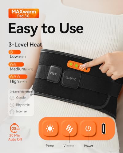 IKEEPFIT Portable Heating Pad for Back Pain Relief, FSA Eligible HSA Gift - color: A-black