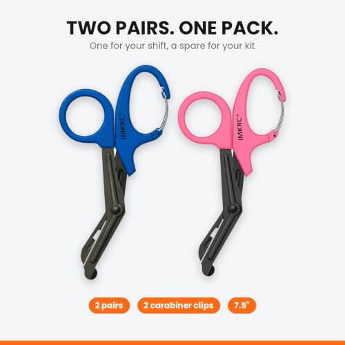 Trauma Shears 2 Pack with Clip, Nurse Scissors (Black & Brown, 19cm) - color: Black & Brown, size: 19cm