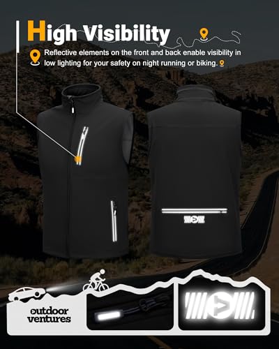 Outdoor Ventures Men's Running Golf Vest Outerwear Lightweight Windproof - color: Black, size: Small