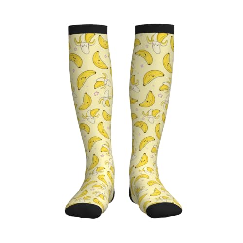Compression Socks Women and Men 15-20mmHg-Circulation Support Socks for Athletic Running Cycling - color: Banana