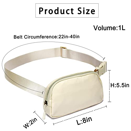 Amazerbst Belt Bag, Fanny Pack, Everywhere Belt Bag,40 Inch Adjustable Strap,for Women and Men,Waterproof - color: Beige