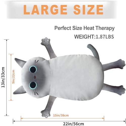Microwave Heating Pad for Cramps Pain Relief, 22 * 13'' Moist Microwavable Stuffed Animal Period Menstrual Heating Pads for Back, Neck Shoulder and Knee, Big Siamese Cat - size: Large Siamese Cat