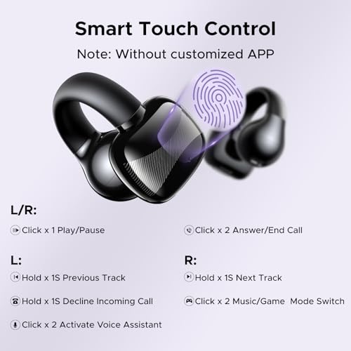 UGREEN HiTune S3 Open Ear Earbuds, Bluetooth 5.4, Clip on Earbuds, Black - color: Black