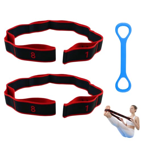 Elastic Yoga Stretching Strap with Multi-Loop, Numbered Resistance Bands