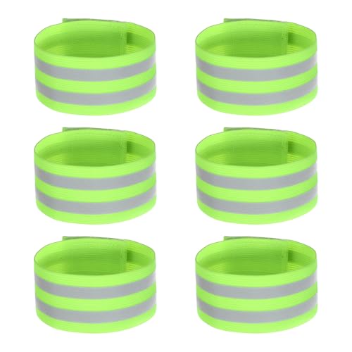 6 Pcs of High Visibility Reflective Bands Wristbands, Reflective Running Gear Adjustable Elastic Reflectives Arm Band, Safety Straps for Night Running, Cycling,Walking