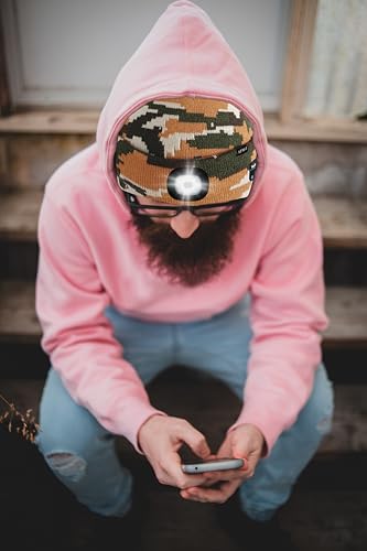 ATNKE LED Lighted Bluetooth Beanie Hat,USB Rechargeable 4 LED Wireless Music Running Headlamp Cap Gift for Men and Women - color: #Camouflage Yellow