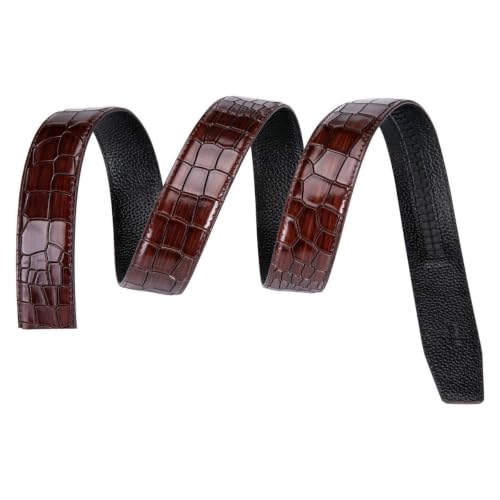 Dubulle Ratchet Belt for Men Leather Adjustable Designer Fashion Buckle - color: Brown Shiny Gold, size: Adjustable Fit 35" to 45" Waist