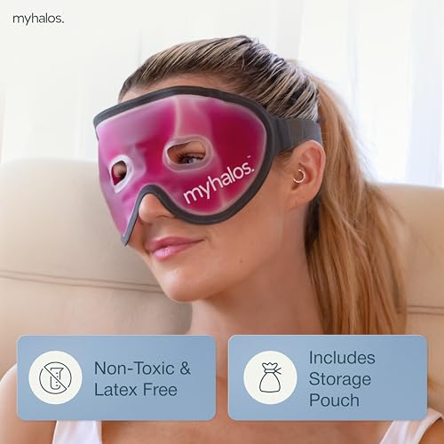 MyHalos Cooling Gel Eye Mask, Cold Ice Pack for Puffy Eyes & Dark Circles - color: Pink, size: Pack of 1