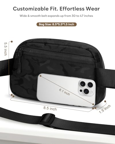 Pritent Fanny Packs for Women Crossbody Belt Bag With Zipper Back Pocket - color: Camo Black, size: Small
