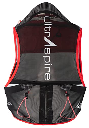 UltrAspire Big Bronco Lightweight Running Race Vest - 12L Total Volume & 2L Water Reservoir Capacity - color: Pitch Black/Red, size: Large (43"-46")