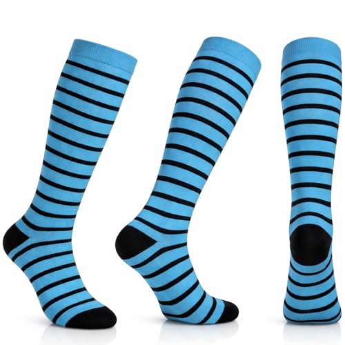 Diamond Star 6 Pairs Compression Socks for Men & Women, Knee High Socks - color: 6 Pairs (Teal/Black)