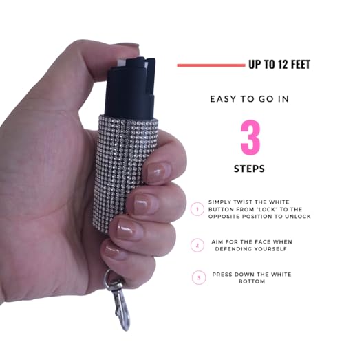 Pepper Spray for Women, Mini Bling Keychain, 12-Ft Range, Quick Release - color: Bling Bling