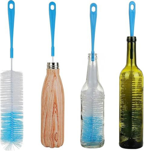 ALINK 17 inch Extra Long Bottle Cleaning Brush Cleaner for Washing Narrow Neck Beer/Wine/Thermos, Brewing Bottles, Hummingbird Feeder - color: Blue