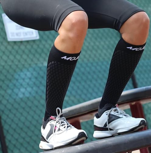 Mojo Compression Socks for Women and Men 20-30mmHg Knee High, A602 - color: Black, size: XXX-Large