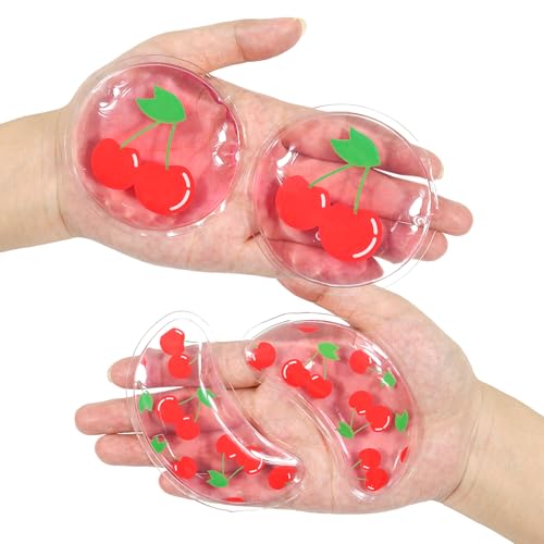 4PCS Gel Eye Ice Pack Set Reusable, Cold and Hot Compress for Eyes - color: Cherries