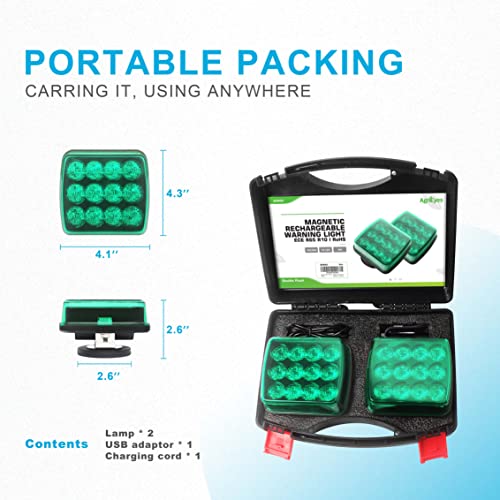 Agrieyes W02 Magnetic Flashing Lights, Wireless Strobe Lights, Green - color: Green