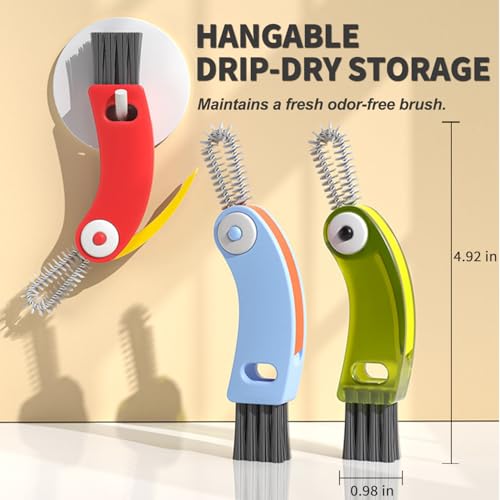 3 in 1 Cup Lid Gap Cleaning Brush Set, 3PCS Multifunctional Bottle Cleaner Bottle Cleaning Brush for Bottle Gaps Home Kitchen Cleaning Tools - color: 3 Colors