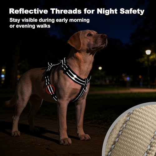 No Pull Dog Harness with Handle, Reflective Soft Mesh Padded Vest - color: Beige, size: M