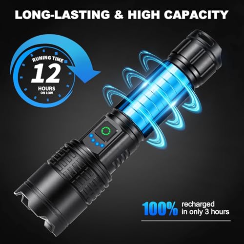 Kmivo Rechargeable Led Flashlight High Lumens - 990,000lm Bright Powerful Flash Light with 5 Modes, Waterproof Handheld Linterna for Home, Camping(3 Packs) - size: M-3P