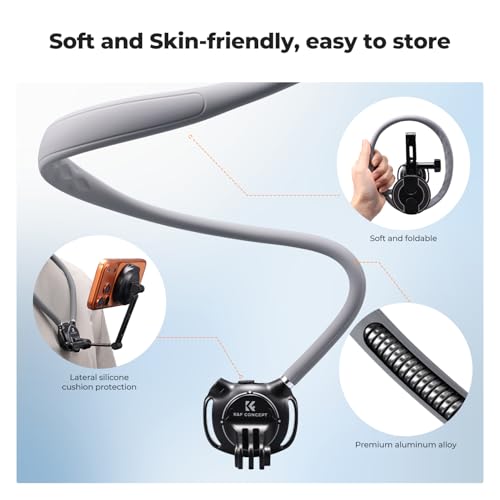 K&F CONCEPT 2-in-1 Magnetic & Clip-on Neck Phone Holder - color: Gray