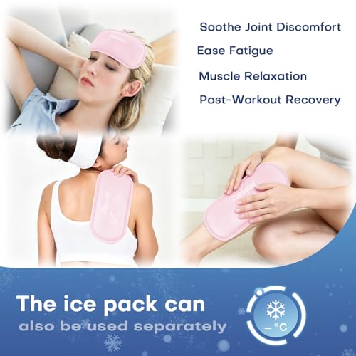 Gel Ice Packs for Injuries Reusable 2 Packs Hot Cold Gel Wrap with Strap - color: Pink-2 Pack-large