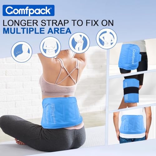 Comfpack Large Ice Pack for Injuries Gel Pack for Lower Back Pain Relief Reusable Hot Cold Therapy Cold Pack for Back, Shoulder, Elbow, Hip, Knee, Soft Cold Compress, 9.8 × 17.7" - size: 9.8×17.7 Inch