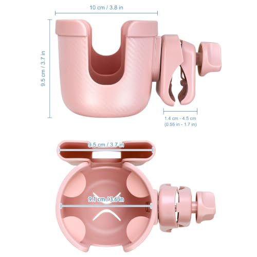 Accmor Stroller Cup Holder with Phone Holder, Bike Cup Holder, Walker Scooter Wheelchair Cup Holder Attachment, Universal Cup Holder for Uppababy Graco Strollers - color: All Light Pink Carbon Fiber Texture