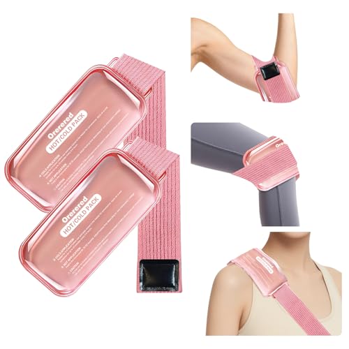 Ice Packs for Injuries Reusable 2-Pack Hot Cold Gel Pack with Strap Medium - color: Pink, size: Medium 10 x 5 Inch