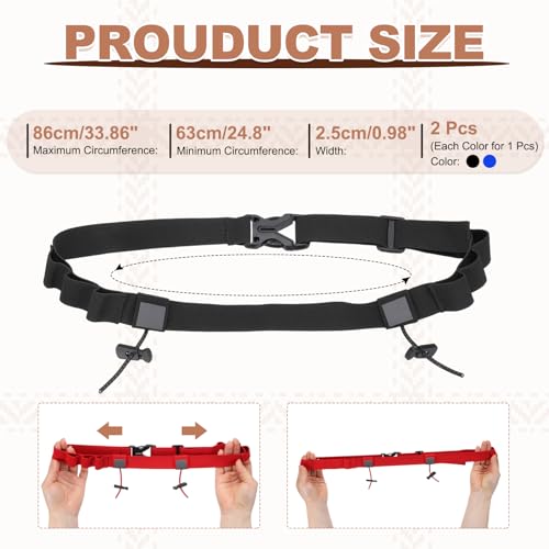 Bib Belt Race Belt Triathlon Running Number Holder 2Pcs, Black/Blue - color: Black/Blue