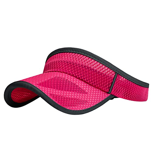 Outdoor Sport Cap Wide Brim UV Protection Breathable Adjustable Baseball Cap for Beach Golf Running Tennis - color: 2#dark Pink