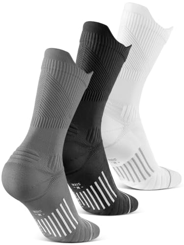 Coolmax Performance 20-30 mmhg Graduated Compression Running Crew Socks - color: White,black,grey, size: Medium