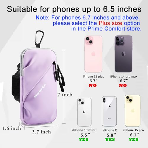 Prime Comfort Armband Cell Phone Holder, Crossbody Phone Purse for Running Walking, Adjustable Strap Phone Pouch Holster for Men Women - color: Purple