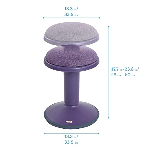 ECR4Kids Sitwell Wobble Stool with Cushion, Adjustable Height, Active Seating, Eggplant - color: Eggplant