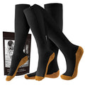 cerpite Zipper Compression Socks, 2 Pairs 15-20 mmHg Closed Toe Compression Stockings for Men Women - color: Black Copper, size: Small-Medium