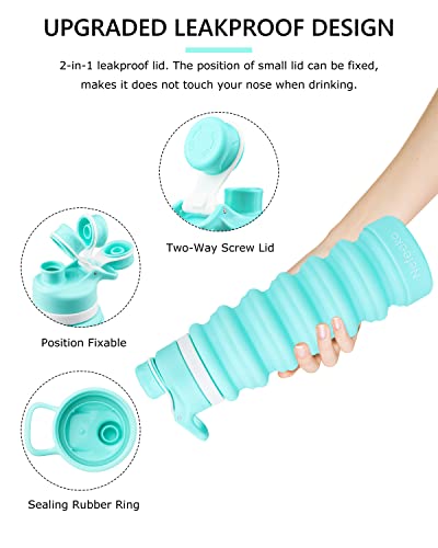 Nefeeko Collapsible Water Bottle, 26oz Silicone Foldable Water Bottles - color: N